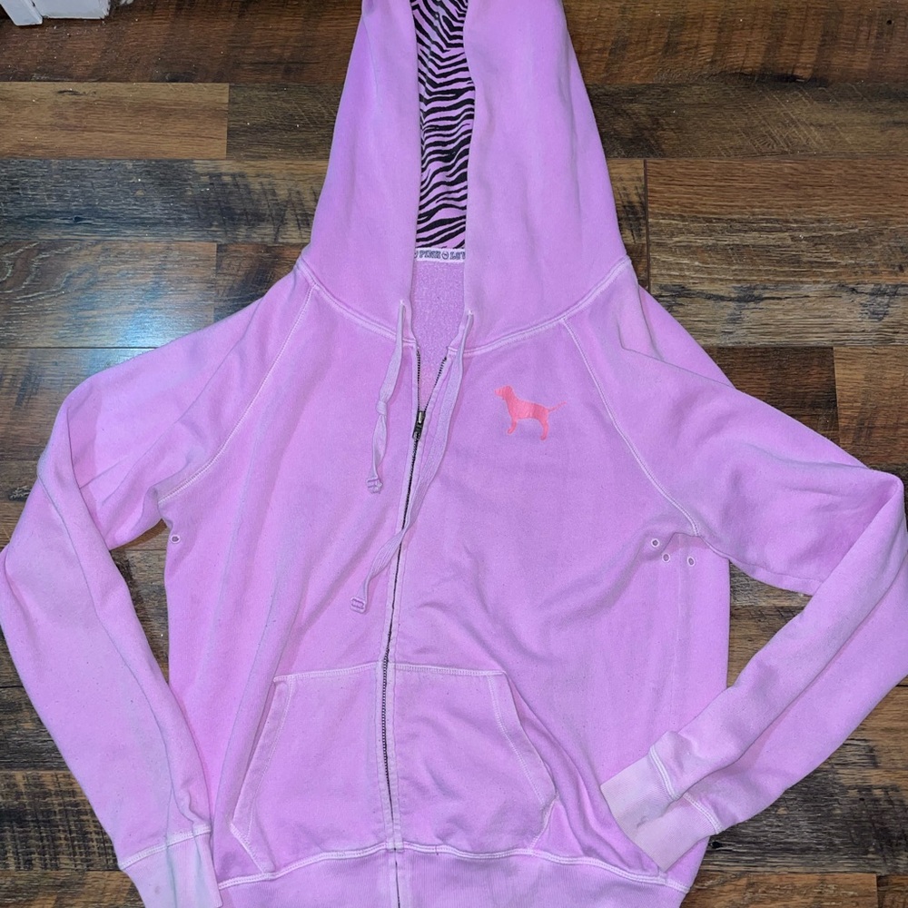 PINK Victorias Secret Zip-Up Hoodie with Dog Logo